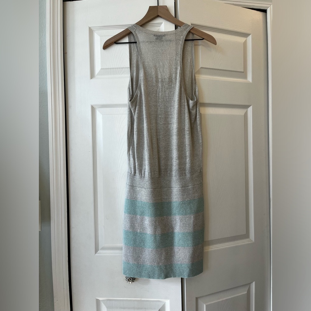 Theory Riane Riflex Drop Waist Tank Dress, Gray/Mint Green, Size M - Picture 4 of 7